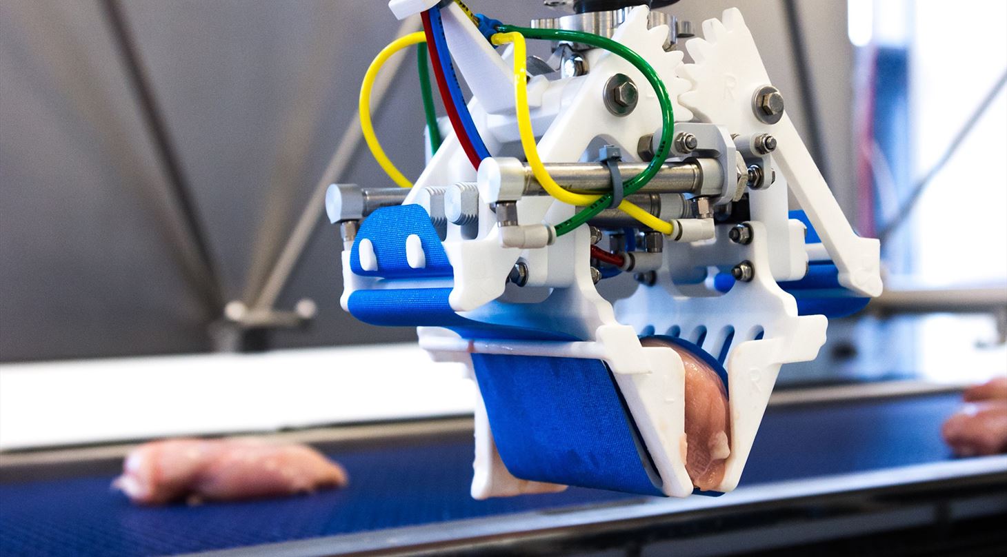 3D-printet robotgriber med kyllingefillet